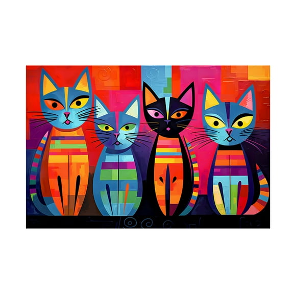 Canvas Wall Art - Ray Heere 'Colorful Cat 1' Wall Art for Living Room, Bedroom, or Office Décor by Trademark Fine Art - 19 x 12 Inches