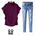 thumbnail image 4 of T-shirt à Col Roulé en Coton à Manches Courtes et Blouse Décontractée pour Femmes T-shirt à Grande Taille pour Femmes, 4 of 5