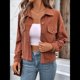 thumbnail image 5 of Chaquetas Informales de para Mujer, Chaquetas con Botones, Blusas de Larga de Moda para Otoño. Color Café M, 5 of 7