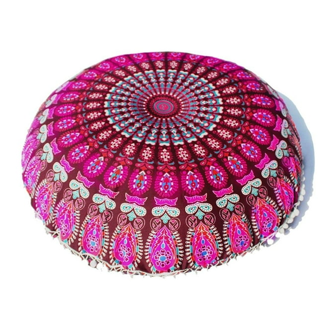 43CM Motif Rond Taie d'Oreiller Bohème Housse de Coussin Coussin Coussins de Sol Couverture