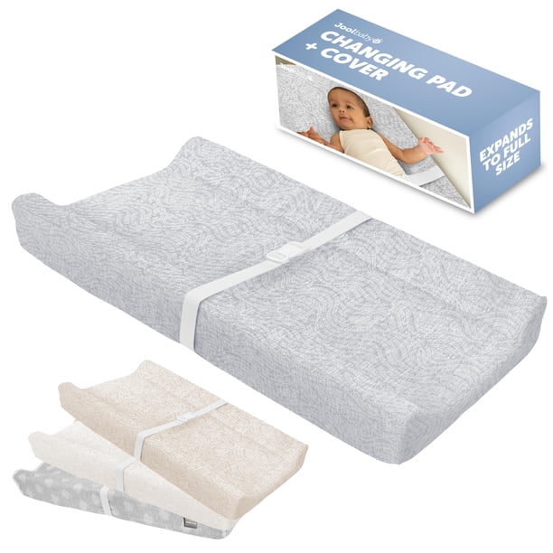 Funda lavable para cambiador Jool Baby Soft +, color gris y ondulado