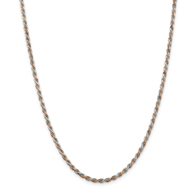 925 Sterling Silver 2.5mm Rose Vermeil Diamond-cut Rope Chain 20 Inch