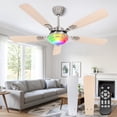 thumbnail image 1 of OUTON 52" Modern Ceiling Fan with Light Kit and Remote Control, 6-Speed Quiet Reversible DC Motor, Flush Mount, Dimmable LED, 5 Blades for Bedroom, Living Room，Wood, 1 of 12
