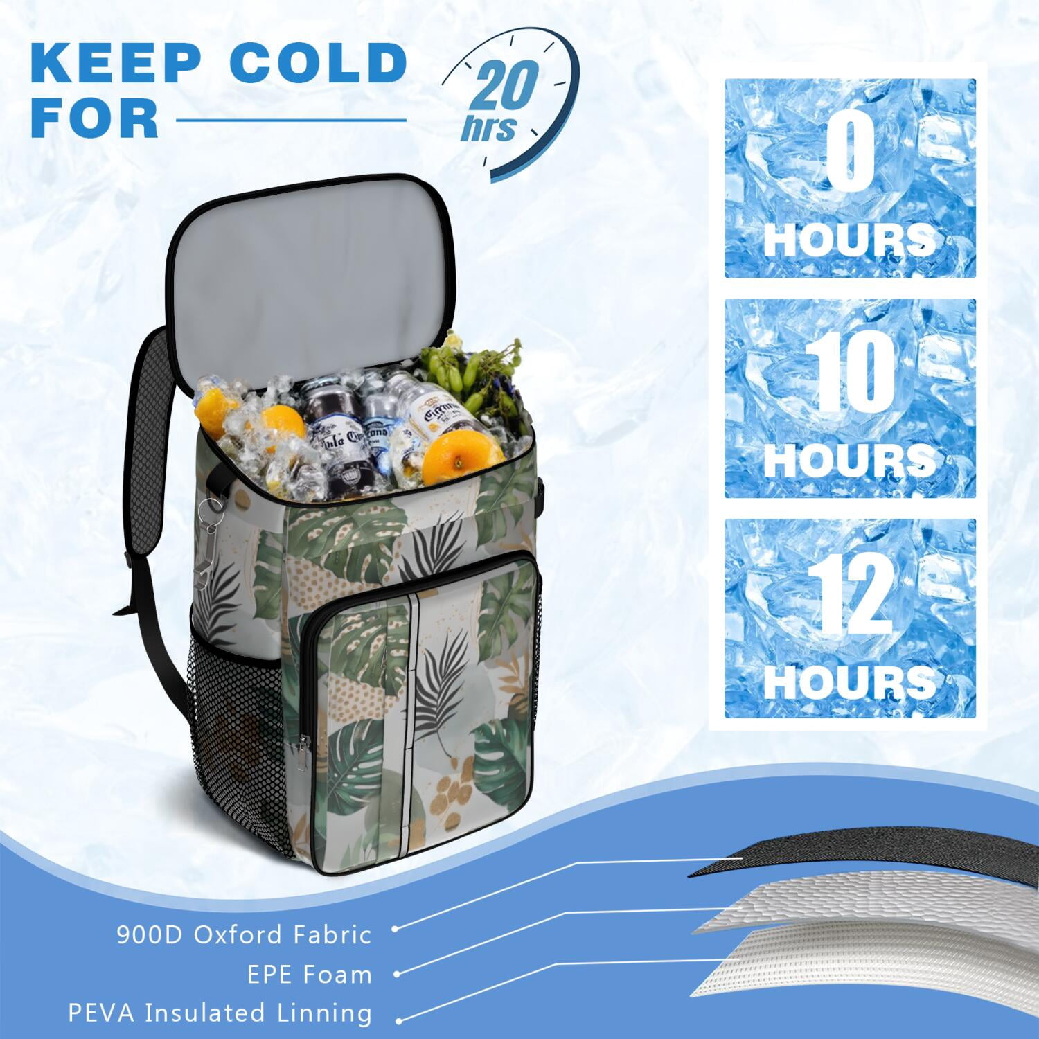 Travel Cooler Bag - Boho Bohemian Art Camping Beer Cooler Backpack with Bottle Opener- Waterproof Insulated Picnic Backpacks - Cooler Bag for Beach