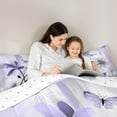 thumbnail image 4 of jejeloiu Watercolor Daisy Twin Bedding Sets,7-Piece,Rustic Flower Floral Bedding Comforter Set,Purple Oil Painting Sheet Sets For Child,Super Cozy Room Decoration Reversible, 4 of 7
