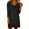 thumbnail image 3 of Vetsdori Womens Long Sleeve Mini Dresses Black Crew Neck Dresses Semi Formal Pleated,Gowns Cotton and Linen Cocktail Solid Color Dress for Ladies Party, 3 of 8