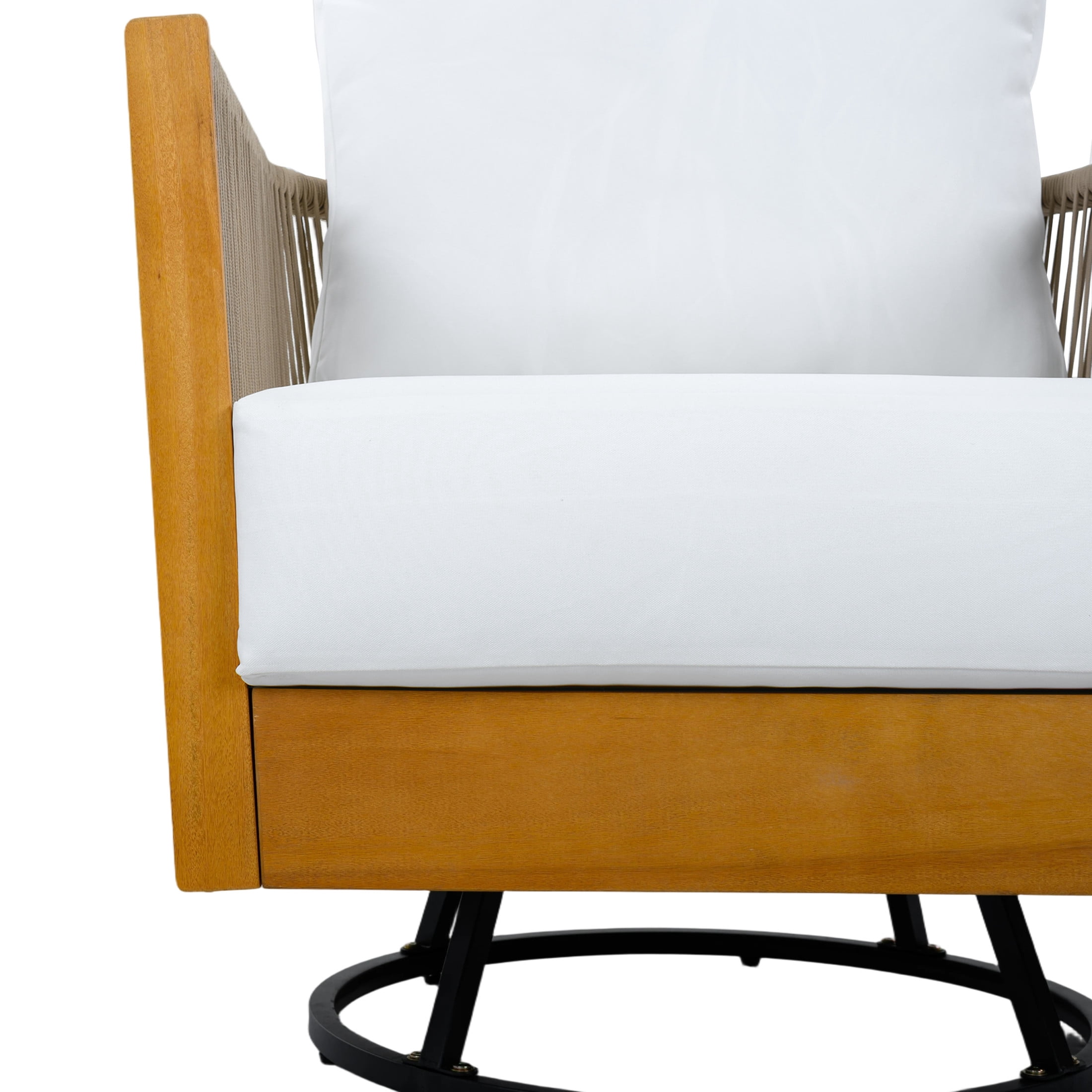 Christopher Knight Home 2-Piece Acacia Wood Swivel Chair and Side Table Set, Natural + Beige
