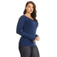 thumbnail image 3 of Lady's scoop Seamless Long Sleeve Top - Navy Blue, Plus Size, 3 of 5