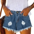 thumbnail image 4 of MYAOYI Short for Women Distressed Ripped Denim Shorts, Mid Rise Frayed Hem with Pockets, 4 of 8