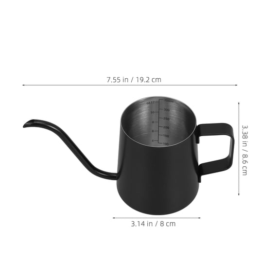 AURARMLET Gooseneck Kettle 1Set Black Stainless Steel for Home Users and Coffee Enthusiasts