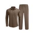 thumbnail image 4 of COOFANDY 2 Piece Casual Linen Set for Men Summer Outfit Button Down Shirt and Beach Pants Matching Set, 4 of 6
