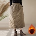 thumbnail image 2 of GigrtiJin Women Winter Quilted Skirt Elastic Waist Padded A-Line down Skirt Long Puffer Insulated Skirt with Pocket, 2 of 7