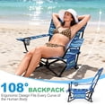 thumbnail image 4 of Coliware Folding Backpack Beach Chair, Coastal Stripe Compact Lightweight Camping Chair with Carry Bag Cup Holder, Outdoor Reclining Low-Profile Travel Chair for Adults, Heavy-Duty, 4 of 10