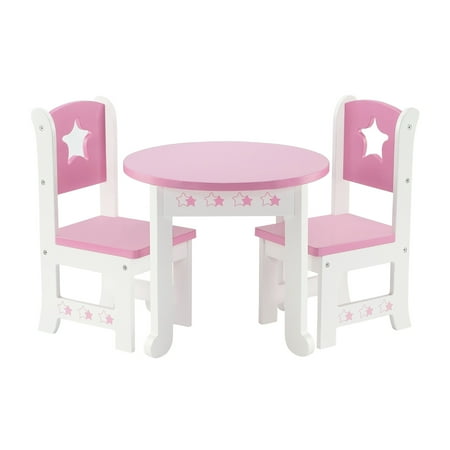 18 inch doll furniture | lovely pink and white table and 2 chair dining set  with beautiful star motif | fits american girl dolls