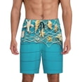 thumbnail image 1 of Balery Seashells And Fishing Net On Blue Wooden Table Pantalones cortos de pijama de punto de algodón para hombre con cinturilla y bolsillos-3X-Large, 1 of 6