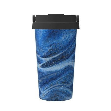 

KLL Sparkling With Blue Pattern Stainless Steel Vacuum Insulated Tumbler - Carry Insulated Coffee Mug - Reusable Insulated Cold Brew Iced Coffee Cup Thermos