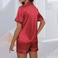thumbnail image 4 of Sakmal Pajamas Sets for Women Under $10 Red Shorts Pant Short Sleeve Solid Satin Button Down Comfy Ladies Sleepwear Plus Size, 4 of 4