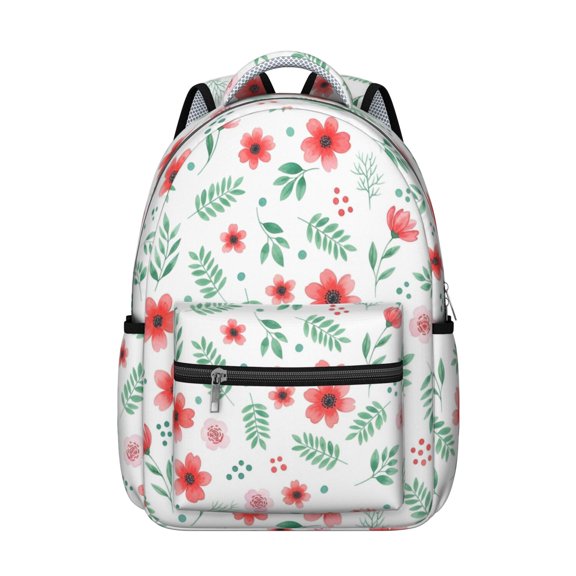 Pioneer Flower Floral Print Pattern Backpack for School, Cute School Bag with Adjustable Shoulder Straps and Padded Back, 15.3"x11"x7.1"