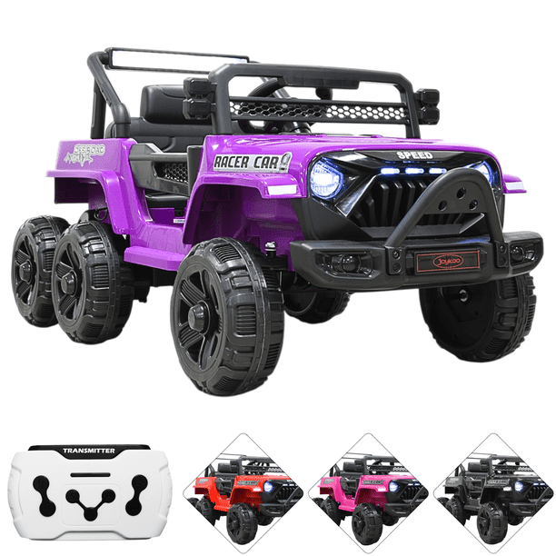 Camioneta Montable Eléctrica 4x4 para Niños Bluetooth Control Remoto Luces Led Batería 12V Soporta hasta 30 kg - Morado