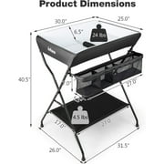 INFANS Baby Changing Table, Folding Diaper Station Portable Nursery Organizer with Safety Belt and Large Storage Racks for Newborn Baby and Infant (Black)