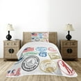 thumbnail image 4 of Ambesonne United States Quilted Bedspread Set 2 Pcs, Grunge Stamps, Twin Size, Multicolor, 4 of 5