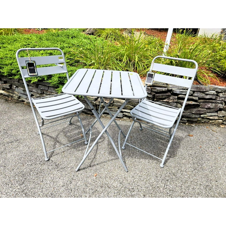 Nicole Miller Foldable Metal Bistro Set – 3 PC Contemporary