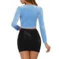 thumbnail image 3 of INSPIRE CHIC Women's Costum Velvet Square Neck Drawstring Puff Long Sleeve Crop Top, 3 of 6