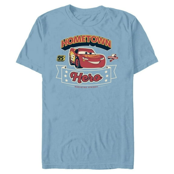 Disney and Pixar’s Cars Lightning McQueen 95 Hometown Hero - Short Sleeve Blended T-Shirt for Adults - Customized-Ocean Blue