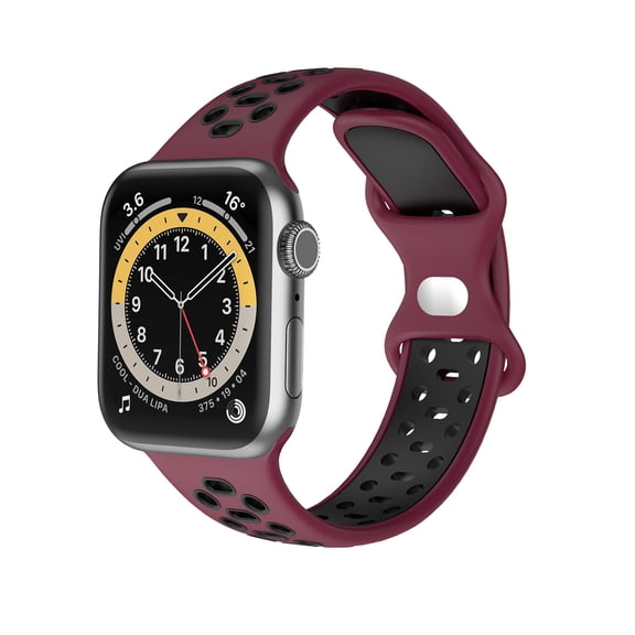 MMOBIEL Sport Watch Band Compatible with Apple Watch Band 42mm 44mm 45mm 49mm - Silicone Breathable Wristband Replacement Strap Compatible with iWatch Series Ultra / 2, 9 8 7 6 5 4 3 2 1 SE – Red