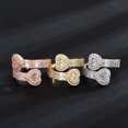 thumbnail image 2 of Unisex Heart Shaped Ring With Inlaid Zircon Copper Ring Irregular Design Fashion Ring Heart Ring Promise Ring, 2 of 6