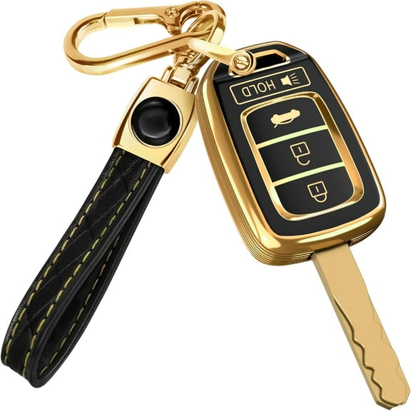 for Honda Civic Key Fob Cover and Leather Keychain - TPU Key Case for Honda Accord, CR-V SE, CRV LX, HR-V - 2014-2022 Keyfob Cover