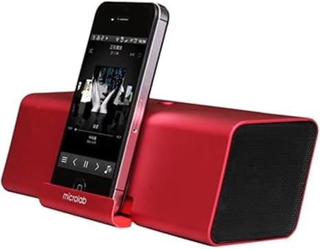 Microlab MD212 Wireless Bluetooth Portable Stereo Speaker w/ Microphone & Rechargeable Battery & Retractable Tray (Red)