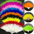 thumbnail image 5 of 10Colors Wedding Party Accessories Crafts Gifts Feather Fans Handmade Dance Fan White Hand Fan Ladies Folding Fan PURPLE, 5 of 8