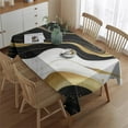thumbnail image 2 of Black White Gold Marble Pattern Rectangle Tablecloth 60"x84",Waterproof Polyester Rectangle Table Cloth, Wipeable Spillproof Polyester Tablecloth for Dining, Camping, Indoor and Outdoor, 2 of 5