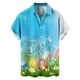 thumbnail image 3 of Camisas hawaianas con estampado 3D de conejos y huevos de Pascua para hombre, ropa de playa para mujer, camisetas kawaii para niños, blusas con botones, 3 of 5