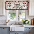 thumbnail image 2 of Christmas Santa Farmhouse Short Window Curtain Valances, Winter Xmas Snowflakes Tree Red Black Rod Pocket Kitchen Valances for Living Room Bedroom Bathroom Cafe 54" x 18", 2 of 8