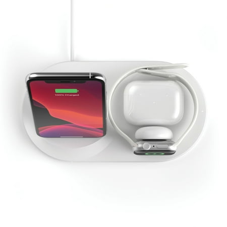 Belkin - 3-in-1 Wireless Charger - Fast Charging Stand for iPhone, Watch & AirPods - Qi-Certified Charger - Case Compatible - White