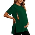 thumbnail image 2 of Frostluinai Women's Nursing Shirts for Breastfeeding with Hidden Zippers Loose Fit Short Sleeve Maternity Tops Crewneck Slit Pregnancy Clothes, 2 of 10