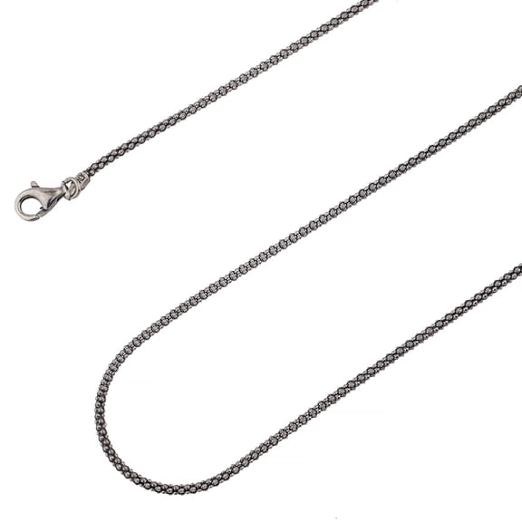 925 Sterling Silver, Popcorn Coreana Oxidized Chain 1.8mm Necklace - Hypoallergenic and Tarnish Resistant - By Oliver & Navy