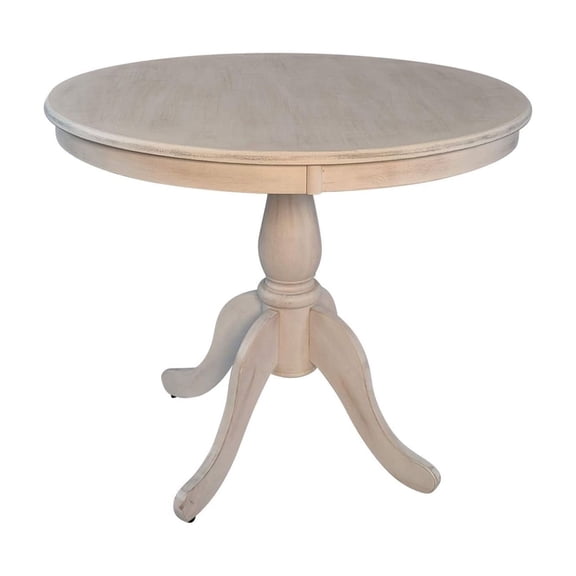 Pemberly Row Contemporary 36" Round Pedestal Dining Table in Whitewash