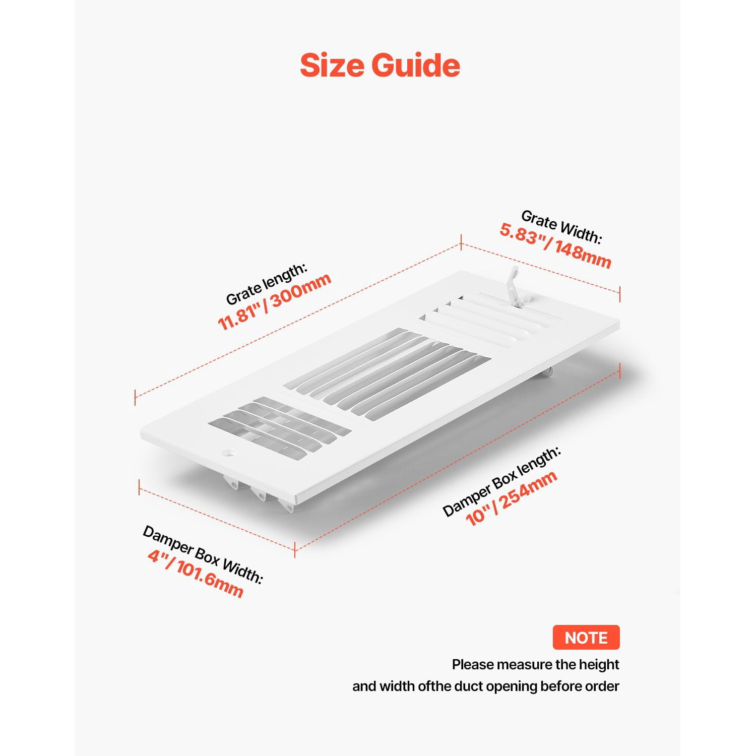 6-Pack Metal Floor Register 11.81" x 5.83" x 1.65", All-Metal Construction, Adjustable Deflectors, Screw Installation for Home Office Ventilation