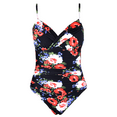 thumbnail image 4 of Hilor Womens One Piece Swimsuits Front Twist V Neck Shirred Bathing Suit Monokini Swimwear, 4 of 9