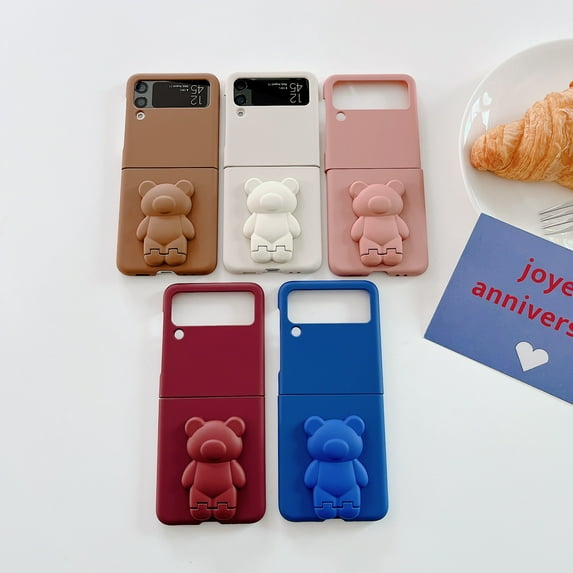 For Samsung Galaxy Z Filp3 5G Case Cover,Shockproof Luxury Bear Invisible bracket Case,PC Silm Case Cover