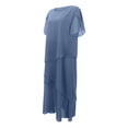 thumbnail image 5 of Puliio Summer Dresses for Women Short Sleeve Round Neck Asymmetric Layer Midi Elegant Office Casual Dress, 5 of 8