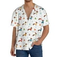 thumbnail image 1 of Fotbe winter Snowflake Dachshund Camisa Estampada de Manga Corta para Hombre, Casual de Verano, Estilo Playero, Sin Arrugas-4X-Large, 1 of 5