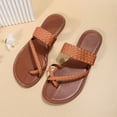 thumbnail image 3 of Dakaela Women's Strappy Flat Sandals Braided Summer Flip Flops Open Toe Casual Slides Footbed Slippers, 3 of 5