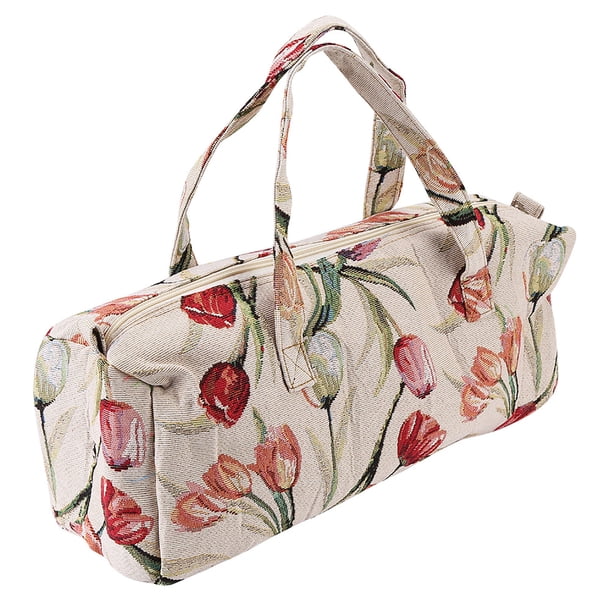 Bolsa organizadora tejida para suéter, almacenamiento de agujas de tejer artesanales de tela para el hogar, rosa