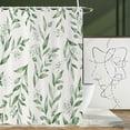 thumbnail image 3 of Sage Green Leaf Shower Curtain, Green and Beige Watercolor Botanical Branch Plant Leaf Spring Bathroom Curtain Waterproof Fabric Machine Washable with Hooks, 72" Wx72 L, 3 of 6