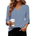 thumbnail image 6 of Qiggri 3/4 Length Sleeve Womens Tops Dressy Casual Blouses V Neck T Shirts Summer Tops Spring Outfits Loose Fit L, 6 of 7