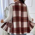 thumbnail image 6 of TKLPEHG Plaid Jacket for Woman Vintage Lapel Sleeveless Warm Waistcoat Long Button Up Fall Jacket Fashion Clothes with Pockets (Wine,XXXL), 6 of 6